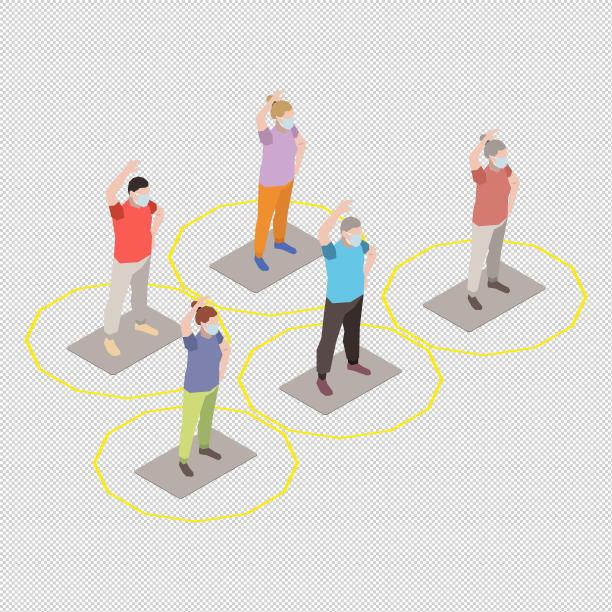 男女做运动安全距离图片下载