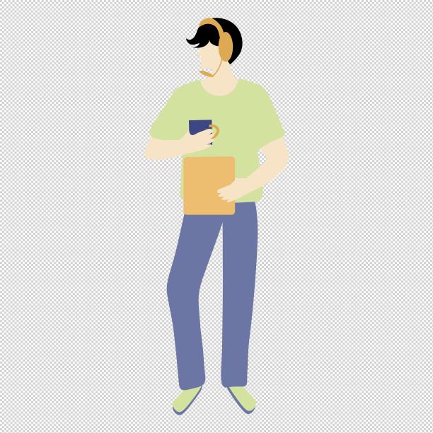 男人茶杯耳机图片下载