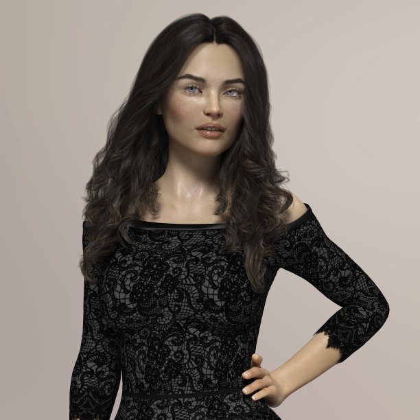 漂亮的女人摆姿势。3 d渲染。图片下载