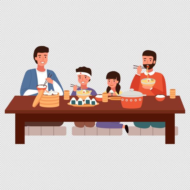 男人小孩餐桌图片下载