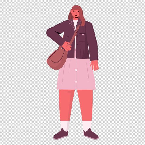 女孩斜挎包站立图片下载