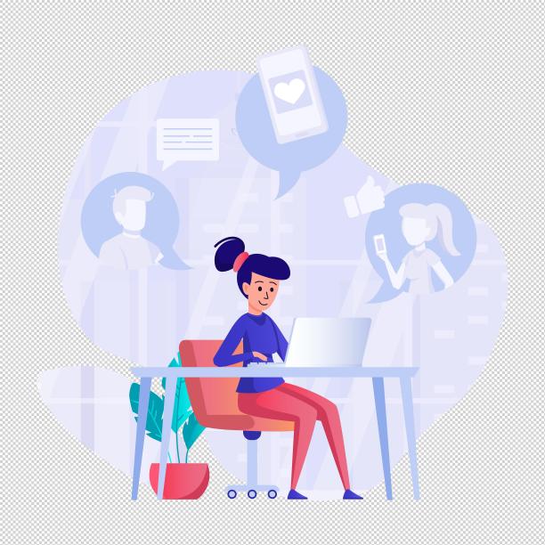 女人电脑线上办公图片下载