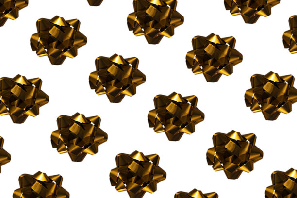 一套礼品盒与丝带在一个白色的背景。圣诞装饰的高角度视图。无缝模式。图片下载