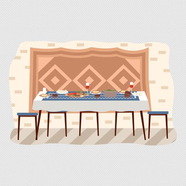 墙壁毯子餐桌美食图片下载