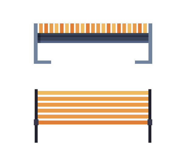 木凳作为长座和城市公园的元素图片下载