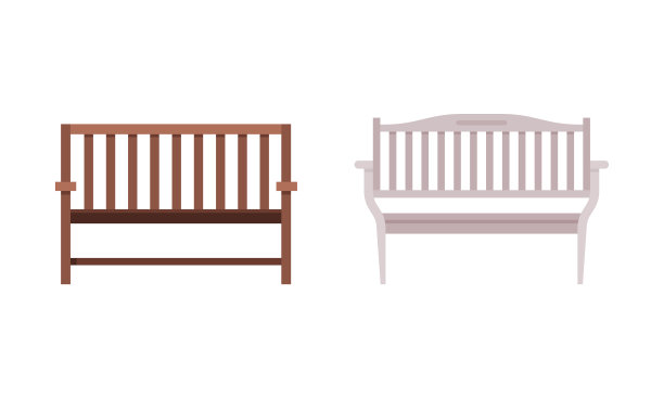 木凳作为长座和城市公园的元素图片下载