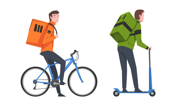 送餐员骑滑板车送餐图片下载