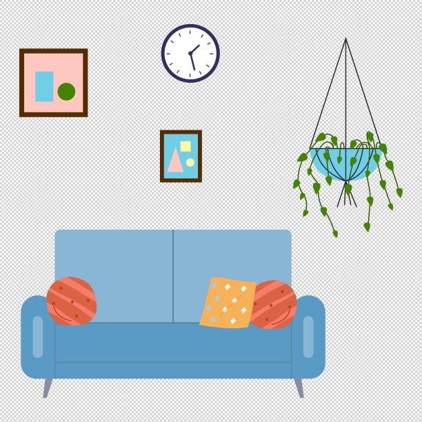 时钟饰画绿植图片下载