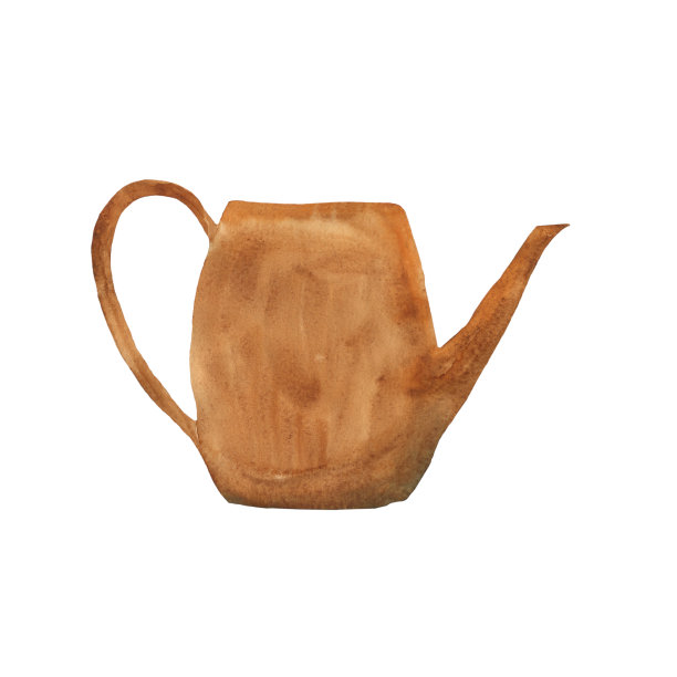 陶瓷茶壶孤立在白色背景上。棕色茶壶或水壶的水彩手绘插图。精美的餐具设计，茶道。图片下载