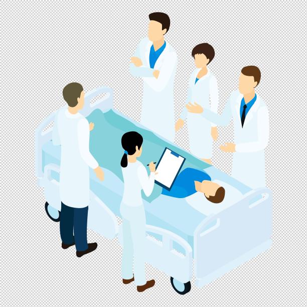 医生男女病床讨论图片下载