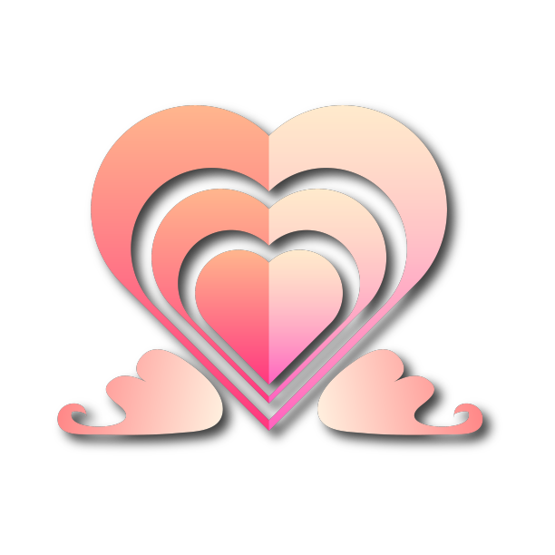 粉色渐变镂空情人节爱心剪纸图片下载