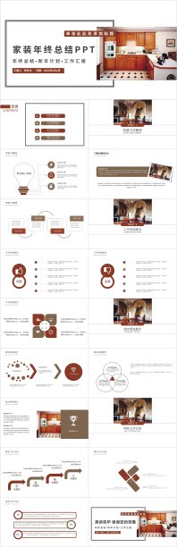 简约棕色家装年终总结汇报ppt模板图片下载