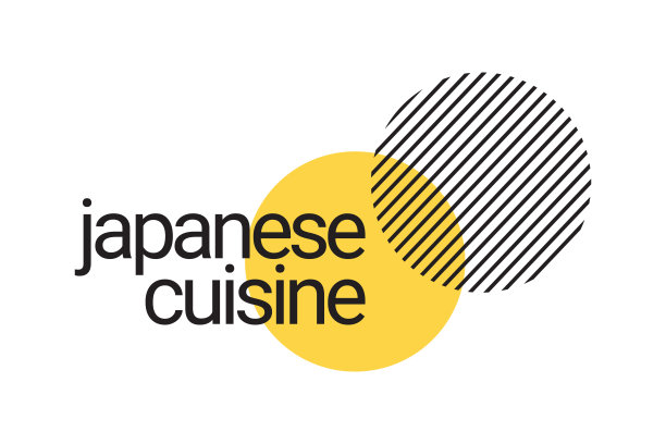 现代，简单，最小的排印设计说“日本料理”黄色和黑色的颜色。图片下载