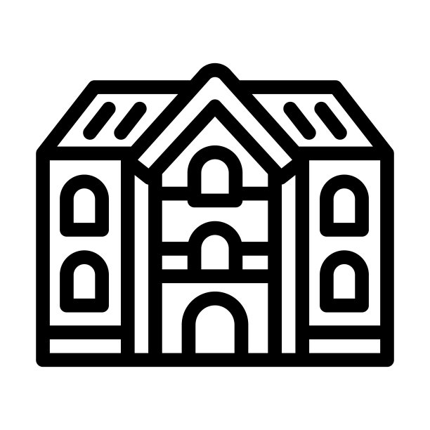 学校建筑线性图标矢量图图片下载