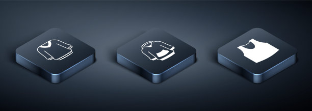 设置等距毛衣，汗衫和连帽衫图标。向量图片下载