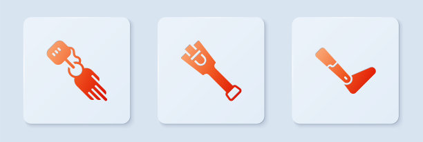 假肢腿、假肢手、假肢。白色正方形按钮。向量图片下载