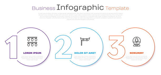 集圣诞彩灯、节日面具、雪花玻璃球于一体。业务信息模板。向量图片下载