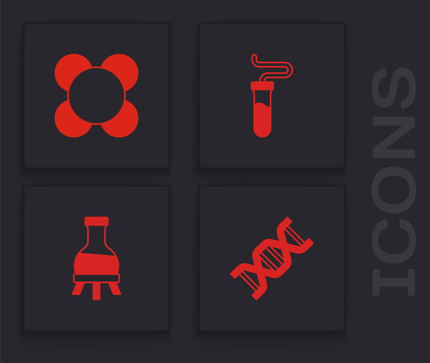 设置DNA符号、分子、试管和图标。向量图片下载