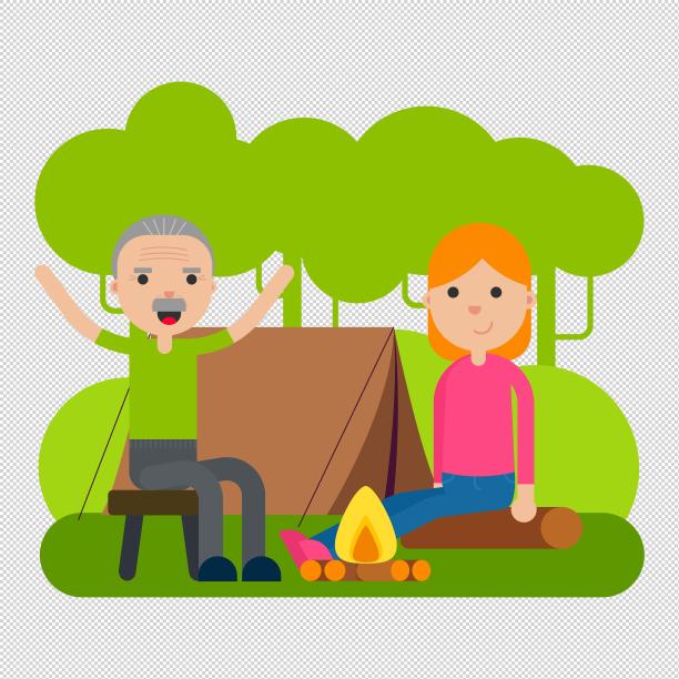 父女野外野营图片下载