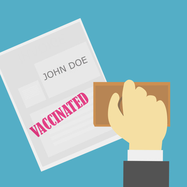 接种疫苗者的邮戳和邮票。流行病毒、新冠疫苗、医药、健康、抗病。图片下载