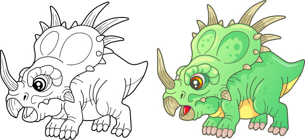 史前恐龙龙，彩色画册，有趣的插图图片下载