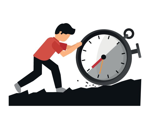 商人把钟推上山顶。业务概念说明。图片下载