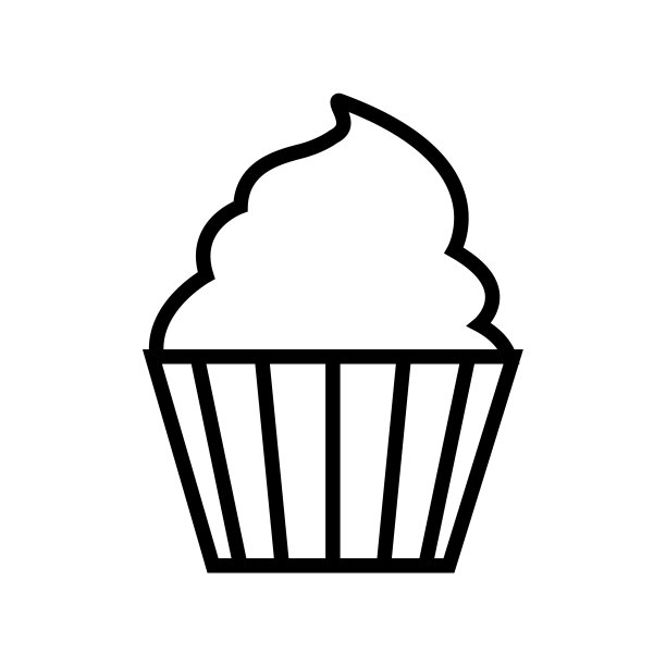 松饼线图标，矢量标志孤立在白色背景上图片下载