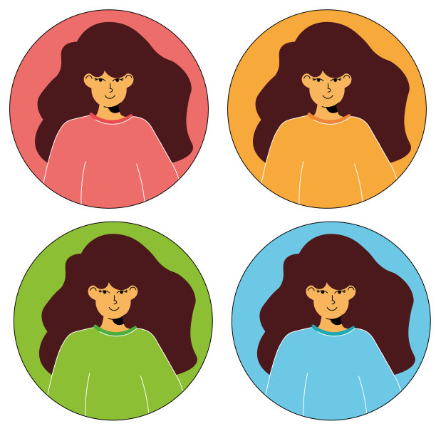 摘要现代女性人面人像艺术流行的背景模板海报卡片。新潮艺术简约背景海报墙艺术印刷。手绘平面风格的插图。设置图标图片下载