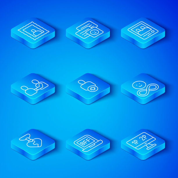 集线项链与心型，添加到朋友，BFF或最好的朋友永远，朋友，家庭照片，快乐的友谊日，相框和电脑显示器屏幕图标。向量图片下载