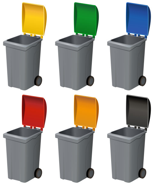 收集带轮子的开放式垃圾桶(镂空)图片下载