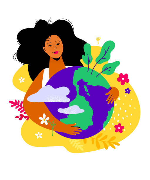 照顾星球-彩色平面设计风格插图图片下载