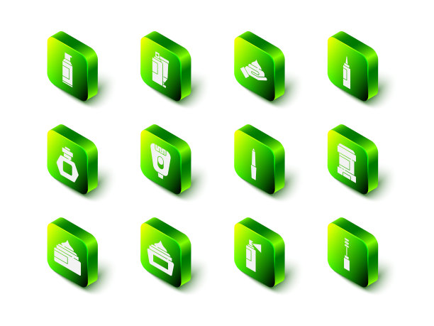 设置霜或乳液化妆品管，止汗除臭剂卷，睫毛膏刷，指甲锉，香水和图标。向量图片下载