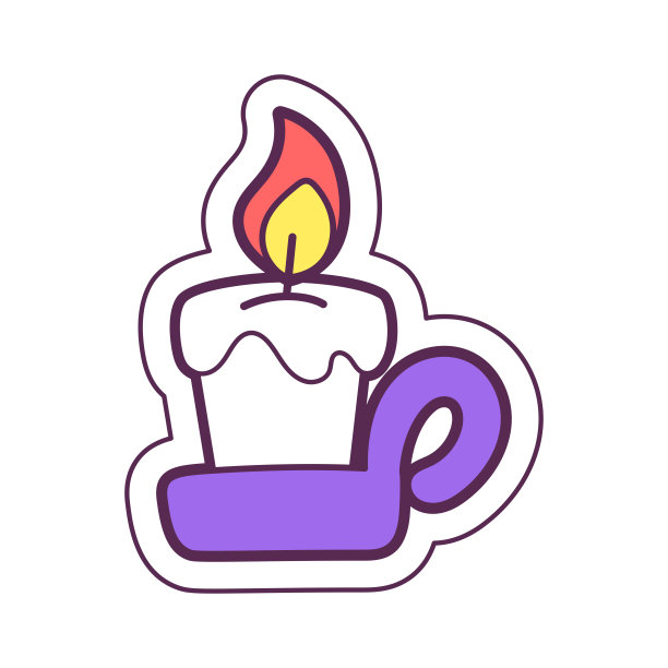 孤立可爱的万圣节蜡烛与火图标向量图片下载