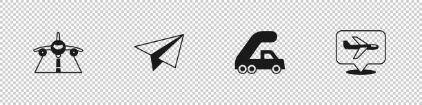 设置“飞机”、“纸飞机”、“乘客梯”为登机图标。向量图片下载