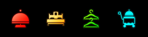 设置覆盖托盘，卧室，衣架衣柜和图标。向量图片下载