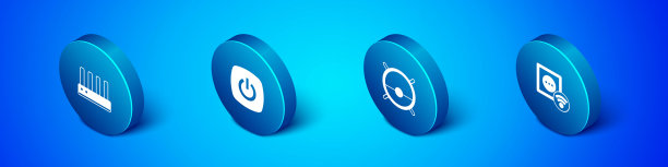 设置等距路由器和wi-fi信号、机器人吸尘器、智能插座和家居图标。向量图片下载