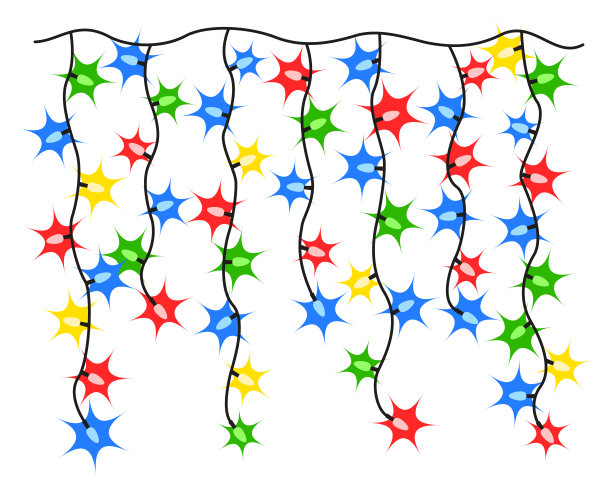 圣诞花环五彩缤纷的白色。发光的圣诞装饰图片下载