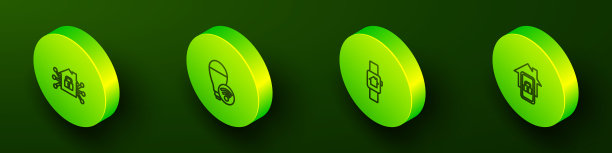 设置等距线智能家居，灯泡，智能手表和移动图标。向量图片下载