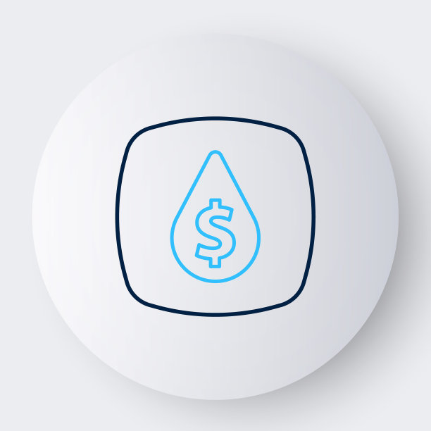 线油滴与美元符号图标孤立在白色背景上。石油价格。石油和石油工业。色彩斑斓的轮廓的概念。向量图片下载