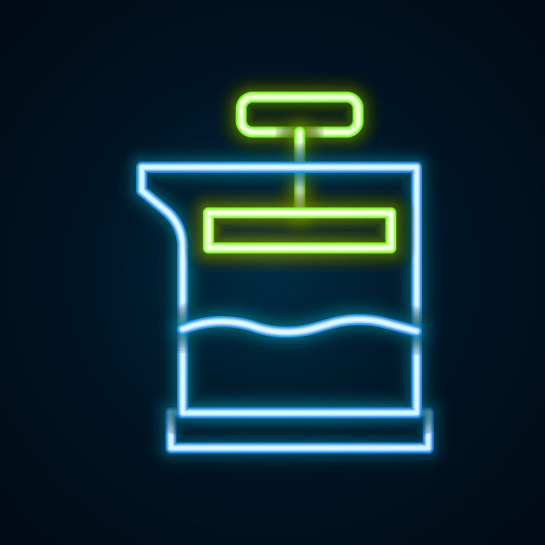 发光的霓虹灯线法国press图标孤立在黑色背景上。色彩斑斓的轮廓的概念。向量图片下载