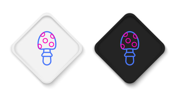 白背景上孤立的毒鹅膏菌或致幻毒蕈菌线图标。发现有毒的蘑菇。色彩斑斓的轮廓的概念。向量图片下载