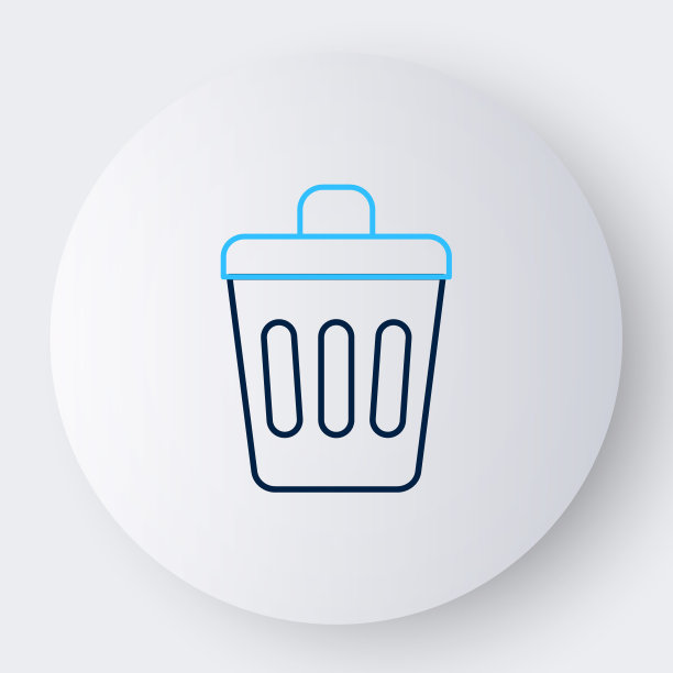 行垃圾桶图标孤立在白色背景上。垃圾桶的迹象。回收篮图标。办公室垃圾图标。色彩斑斓的轮廓的概念。向量图片下载
