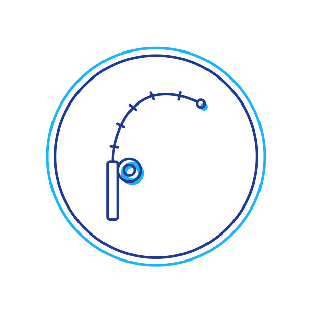 填充轮廓鱼竿图标孤立在白色背景上。抓一条大鱼。渔业设备及渔业养殖专题。向量图片下载