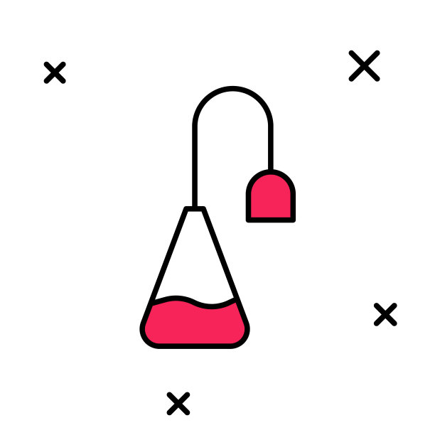 填充轮廓茶包图标孤立在白色背景上。向量图片下载