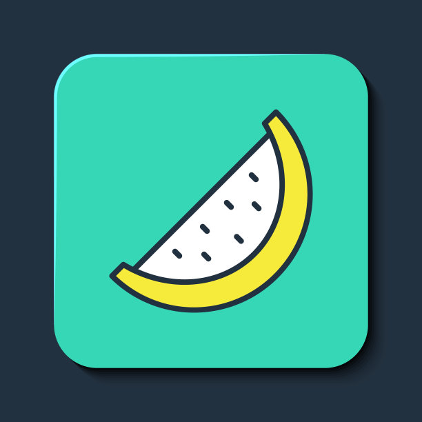 填充轮廓西瓜图标孤立在蓝色背景。绿松石平方按钮。向量图片下载