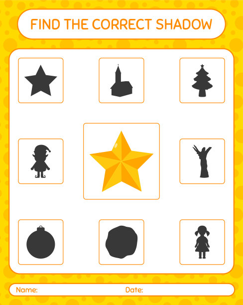 找到正确的阴影游戏与圣诞装饰。学龄前儿童作业纸，儿童活动纸图片下载