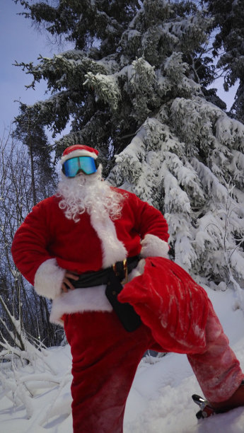 圣诞老人在冬天的森林里图片下载