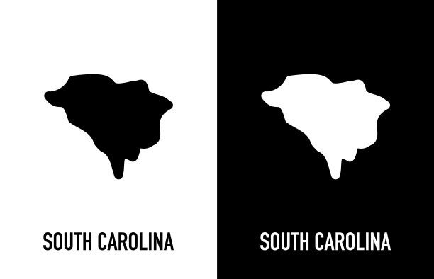 南卡罗来纳-美国州的轮廓线为白色图片下载