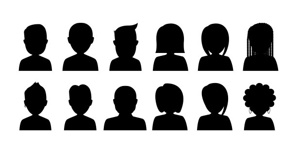 男人和女人的黑色剪影是白色的图片下载