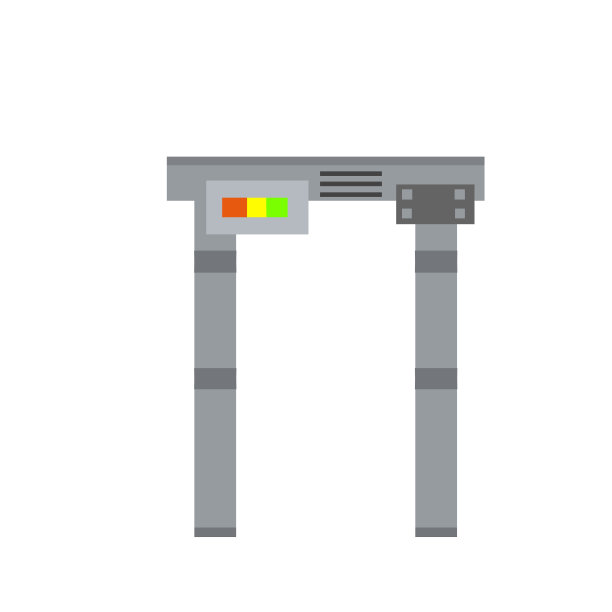 金属探测器。安全框架。检查危险物品。机场反恐装备。现代科技大门和入口。平的插图图片下载